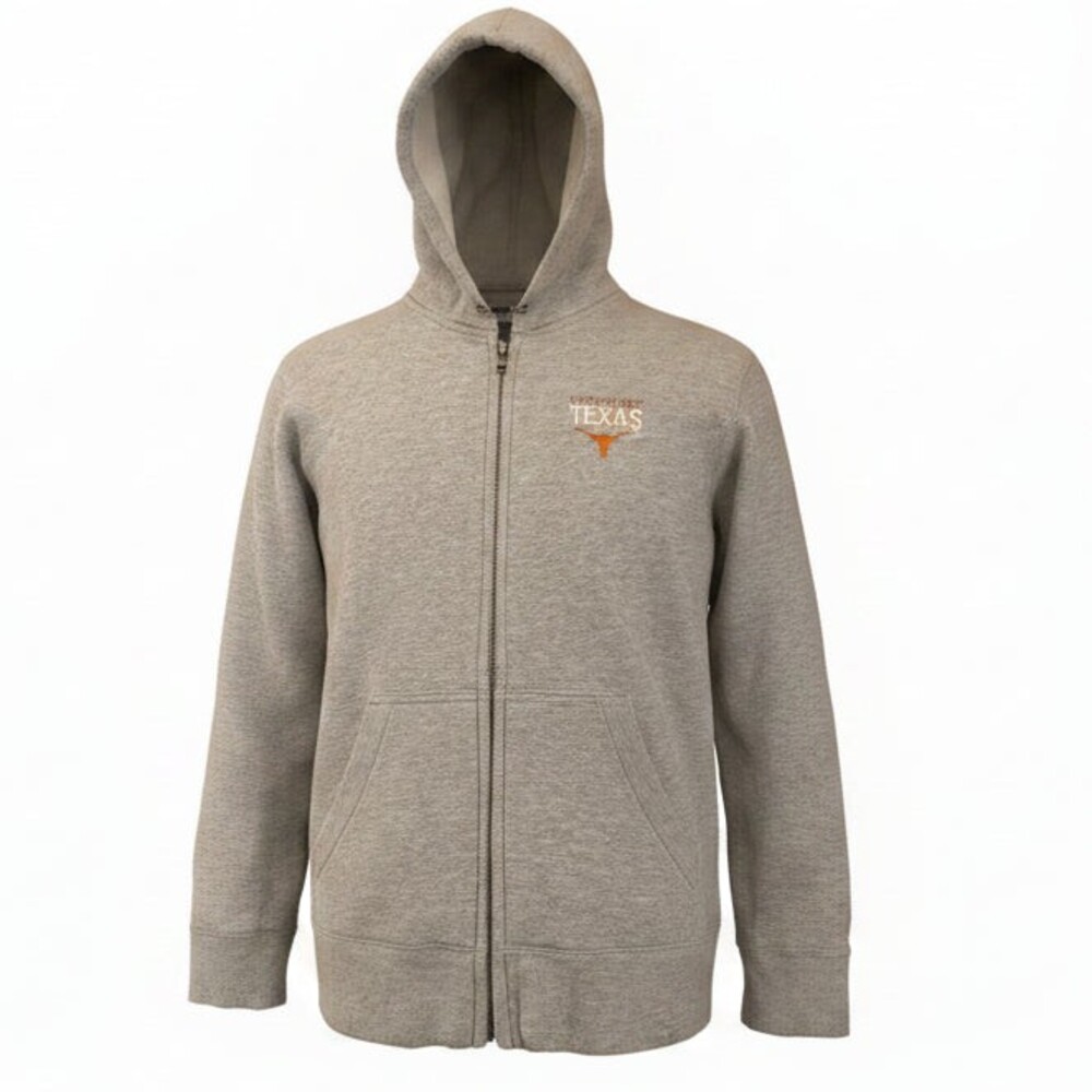 big cotton Texas Longhorns Full Zip Hoodie Gray - Medium